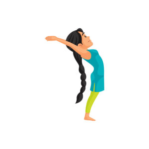 women performing Hasta Uttanasana (Raised Arms Pose) step 11 of Surya Namaskar