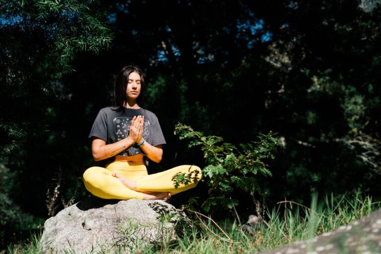 Women practicing meditation