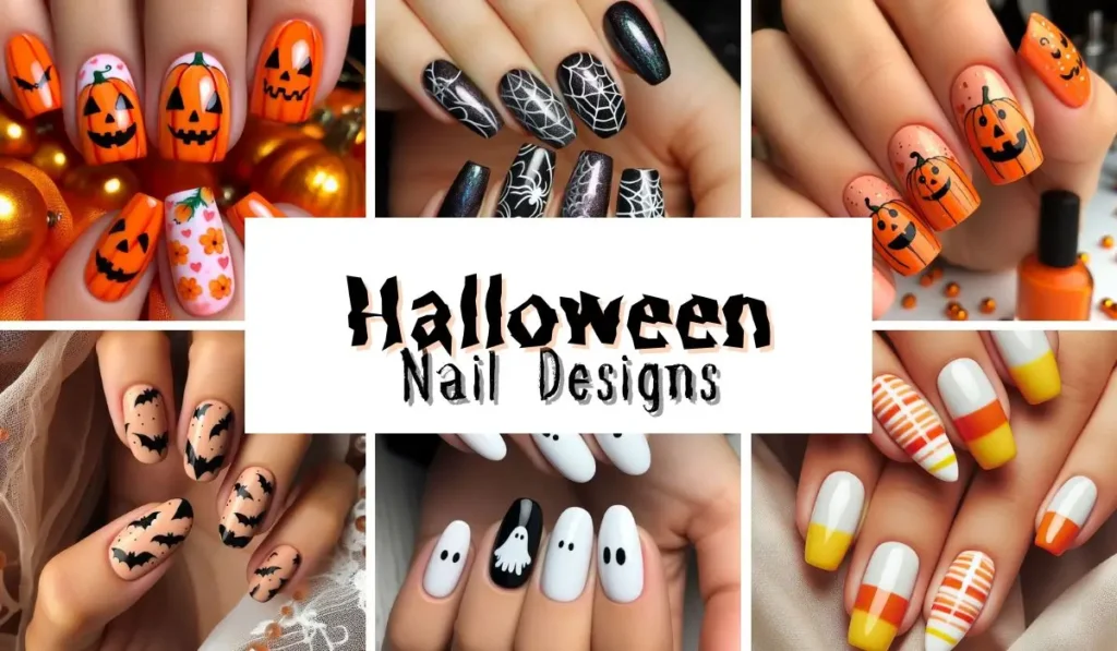 Halloween nail design collage image