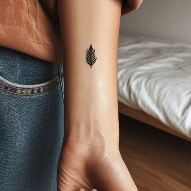 tiny feather tattoo idea