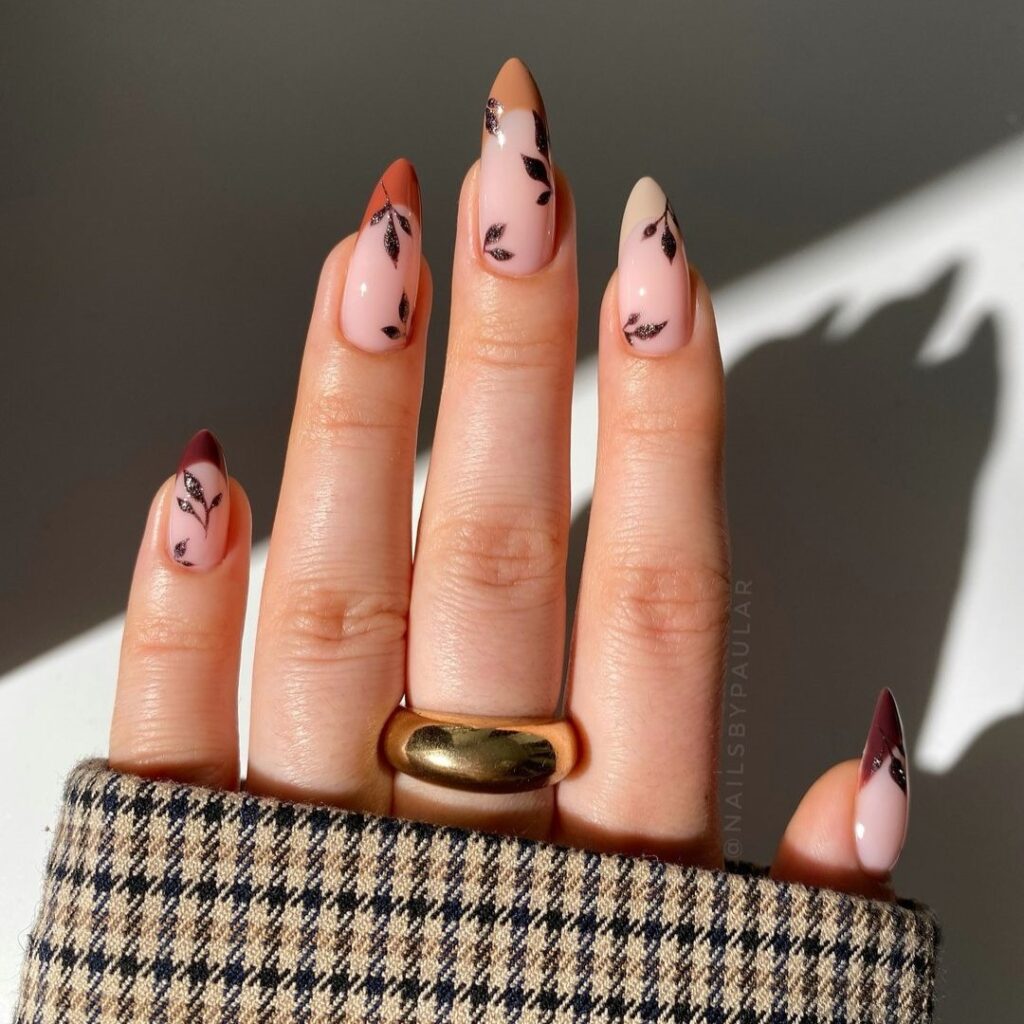 leafy fall nail designs