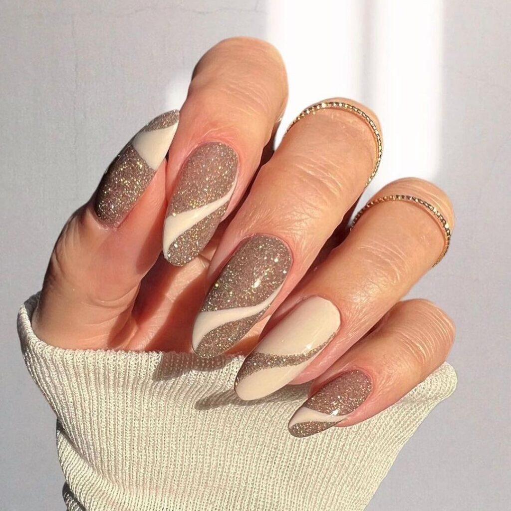 silver glitter nail art