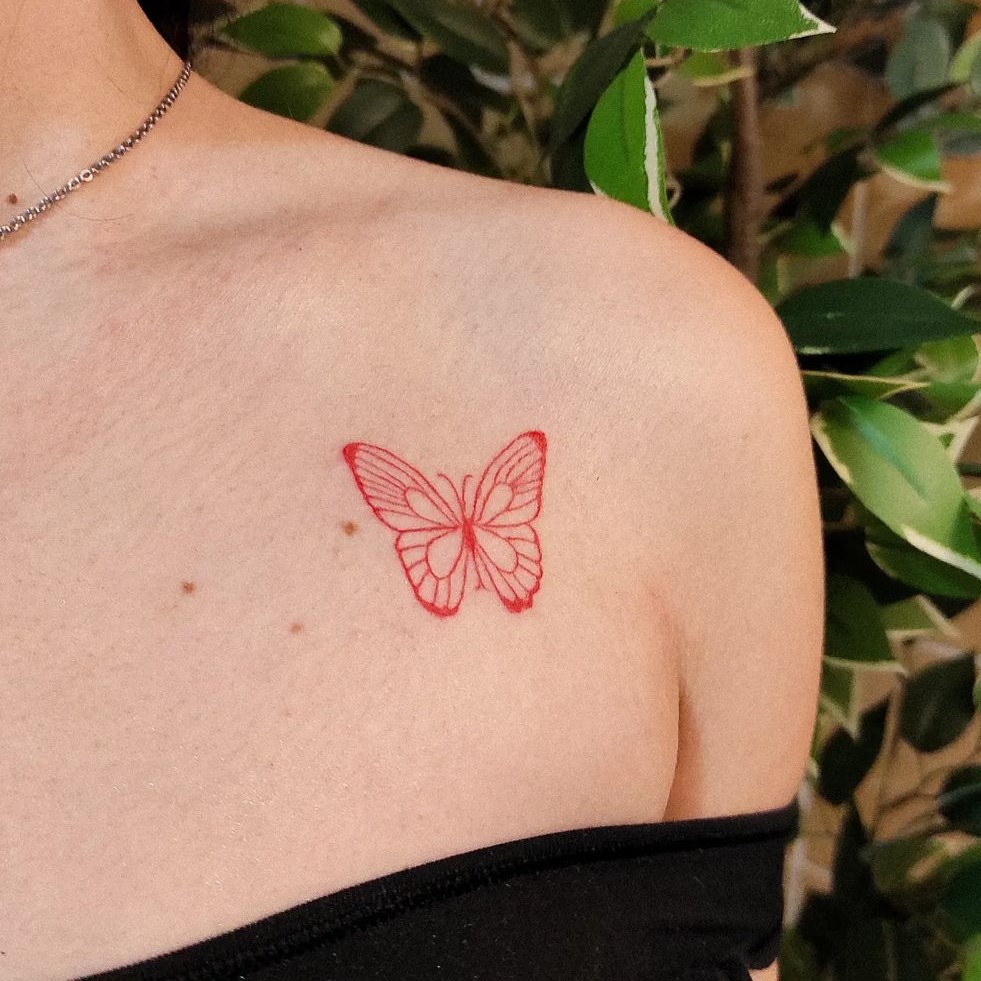 red butterfly tattoo