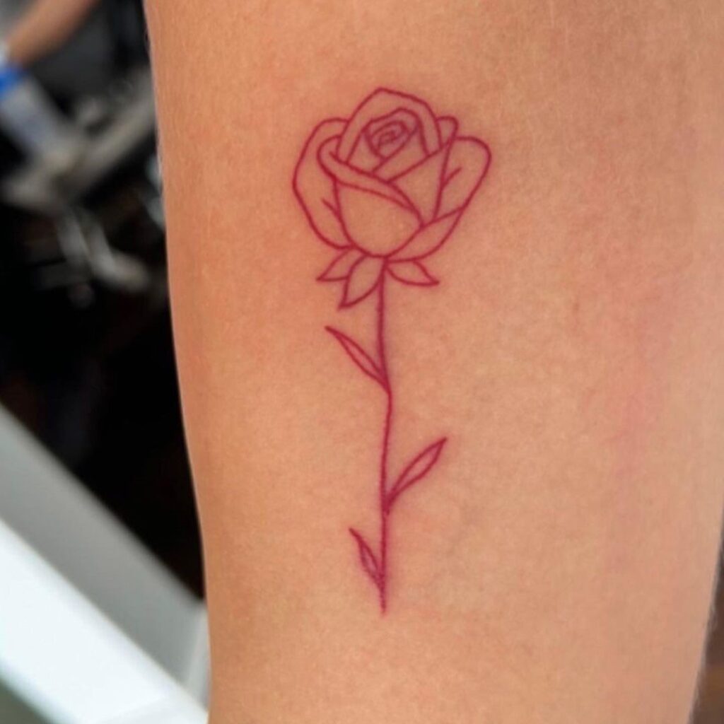 red rose outline tattoo