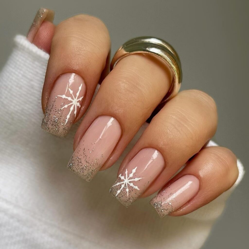 snowflake Christmas nail art