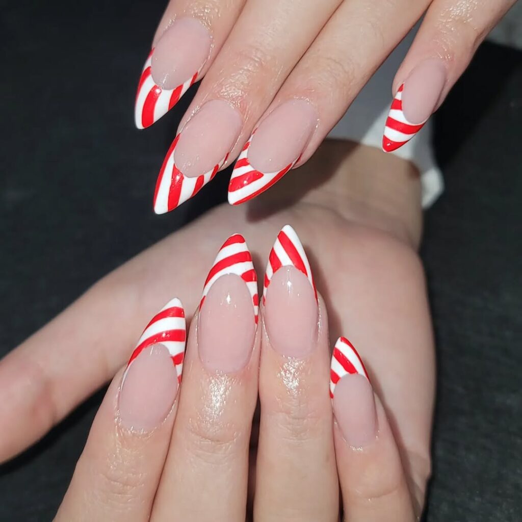 Christmas nails candy cane