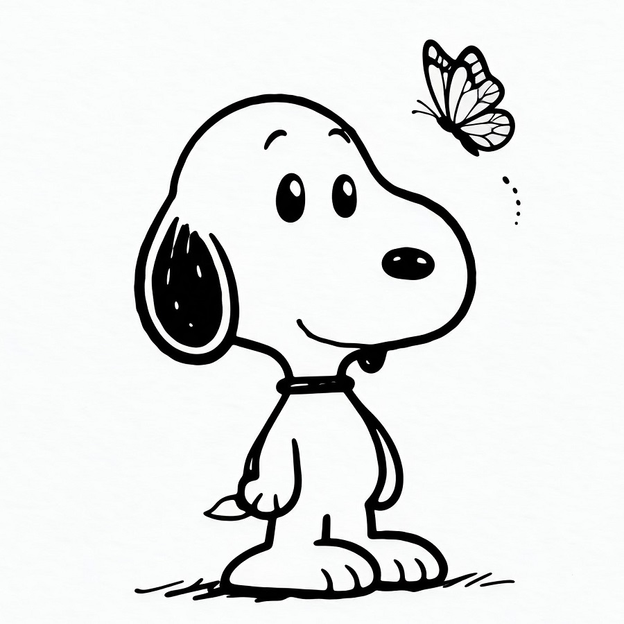 snoopy and butterfly tattoo idea