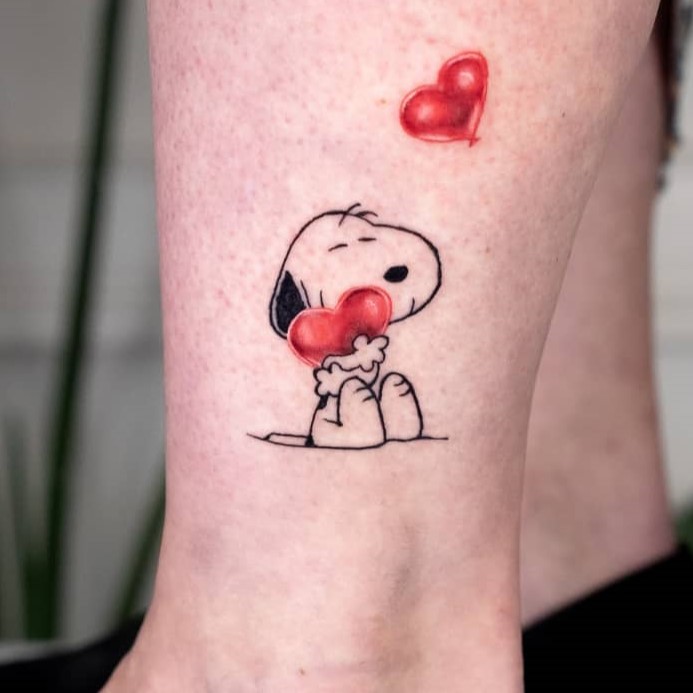 snoopy heart tattoo