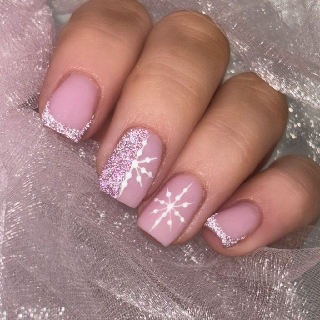 snowflake Christmas nail art