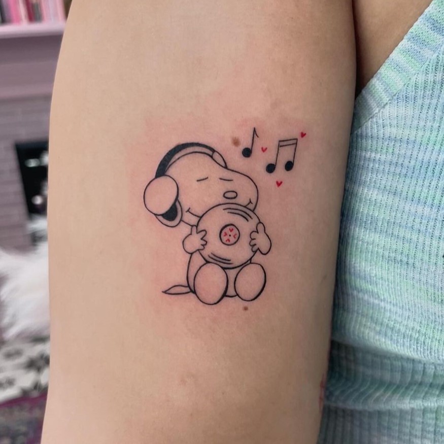 snoopy music lover tattoo