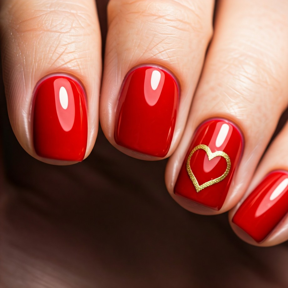 golden heart nail design