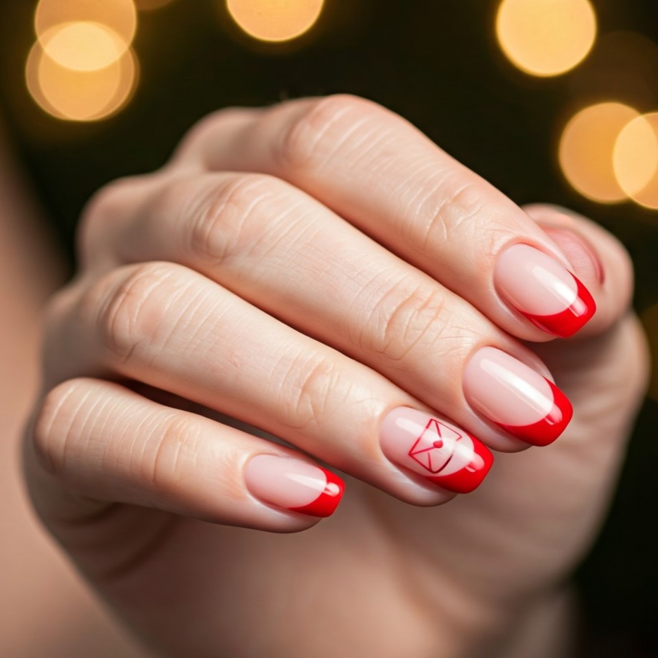 love letter nails for valentines day